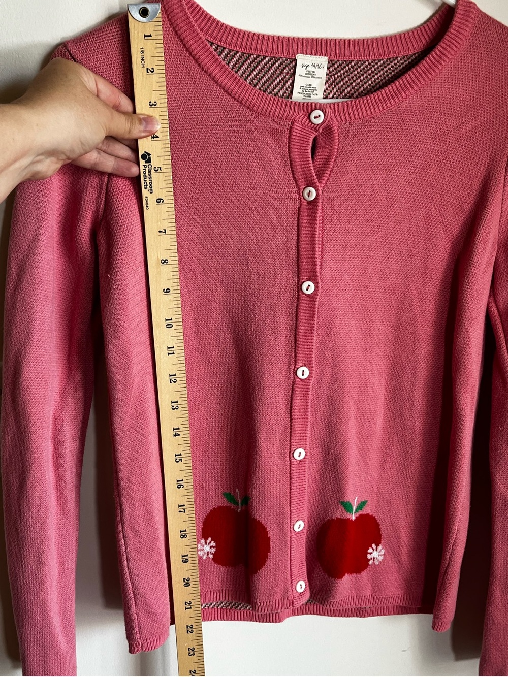 Eleanor Rose Pink Apple Blossom Button Cardigan Sweater Girl’s Size 14/16 - Picture 6 of 7